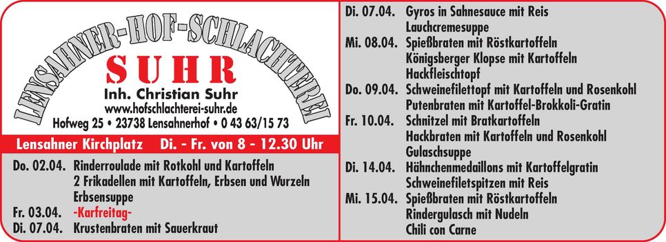 Mittagstisch Lensahn