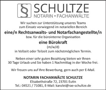 Stellenanzeige Rechtsanwalt- und Notarf