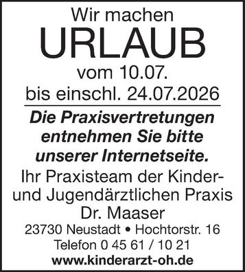 Praxisurlaub