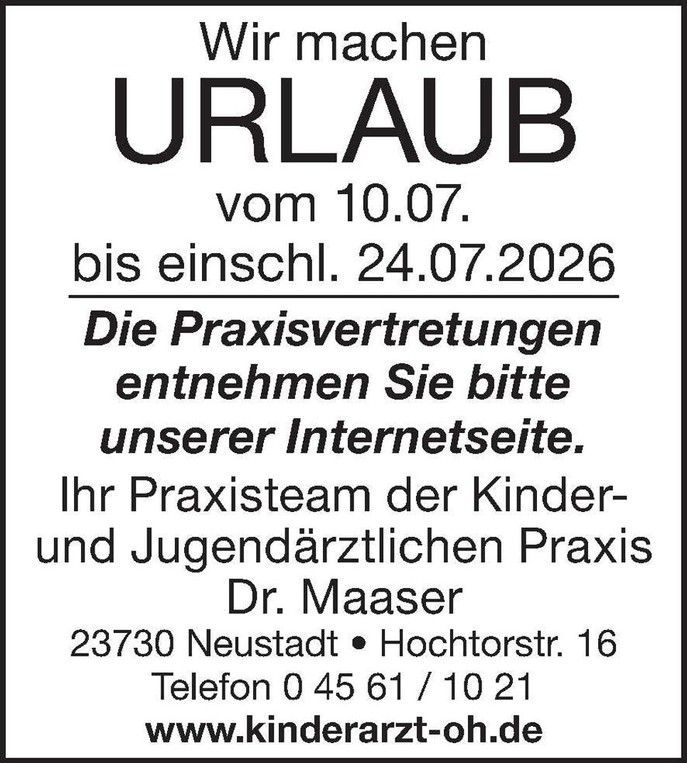 Praxisurlaub
