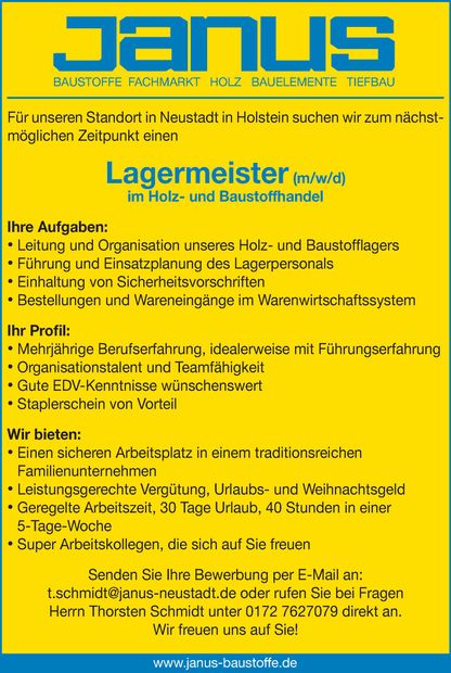 Lagermeister (m/w/d) 