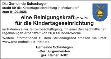 Stellenanzeige Reinigung Kita