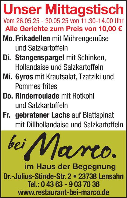 Mittagstisch 24.05.2025