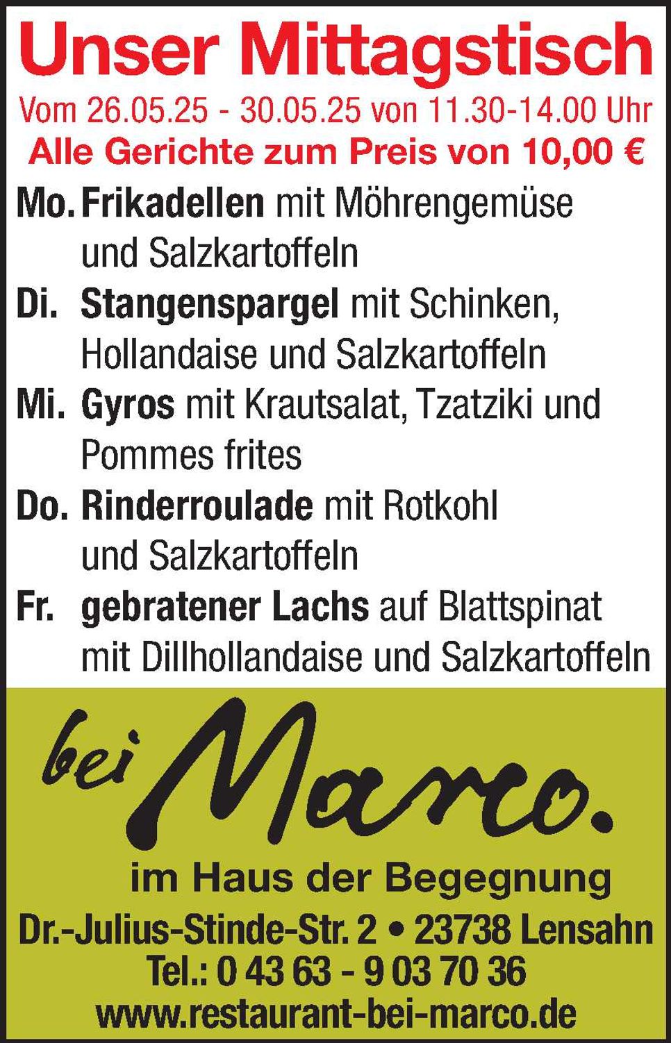 Mittagstisch 24.05.2025