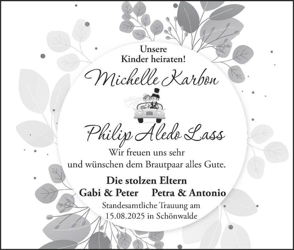 Hochzeitsanzeige / Unsere Kinder