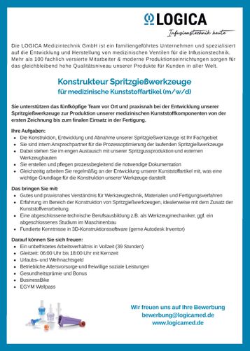 Stellenangebot Konstrukteur Spritzgießw.