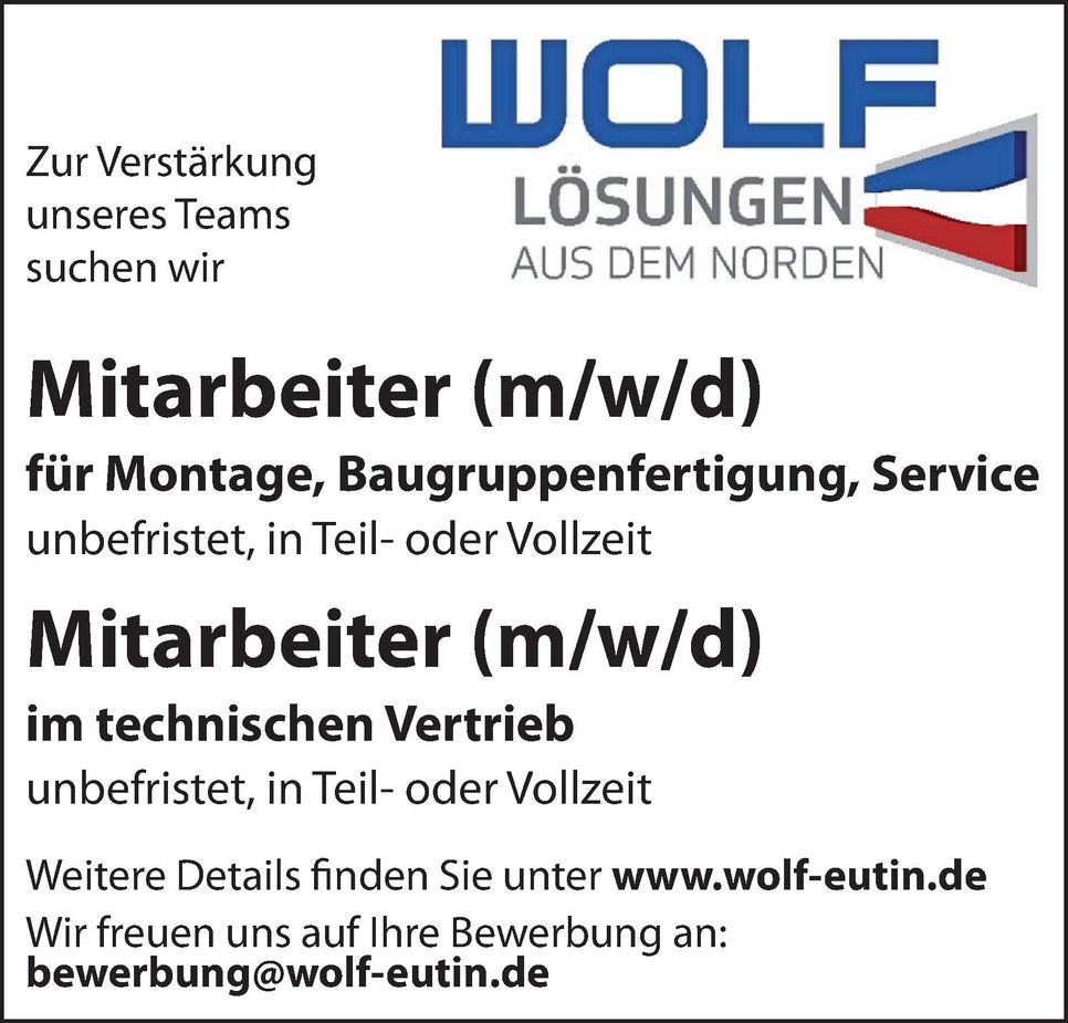 Mitarbeiter Montage & techn. Vertrieb