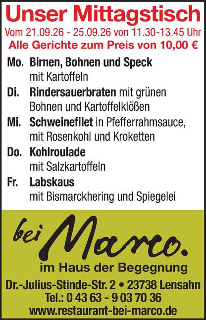 Mittagstisch 19.09.2026