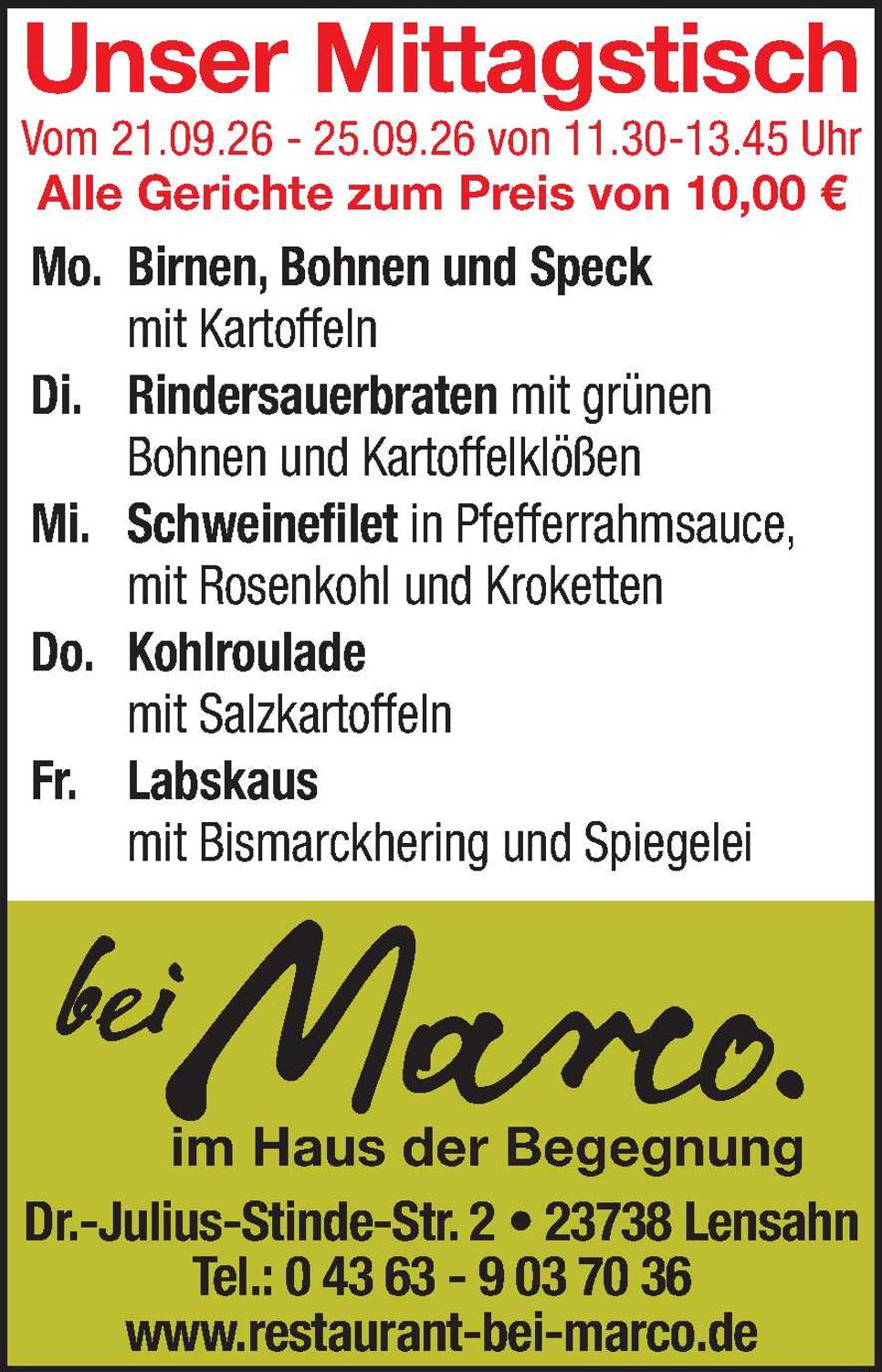 Mittagstisch 19.09.2026