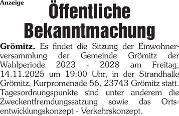 Bekanntmachung Einwohnerversammlung