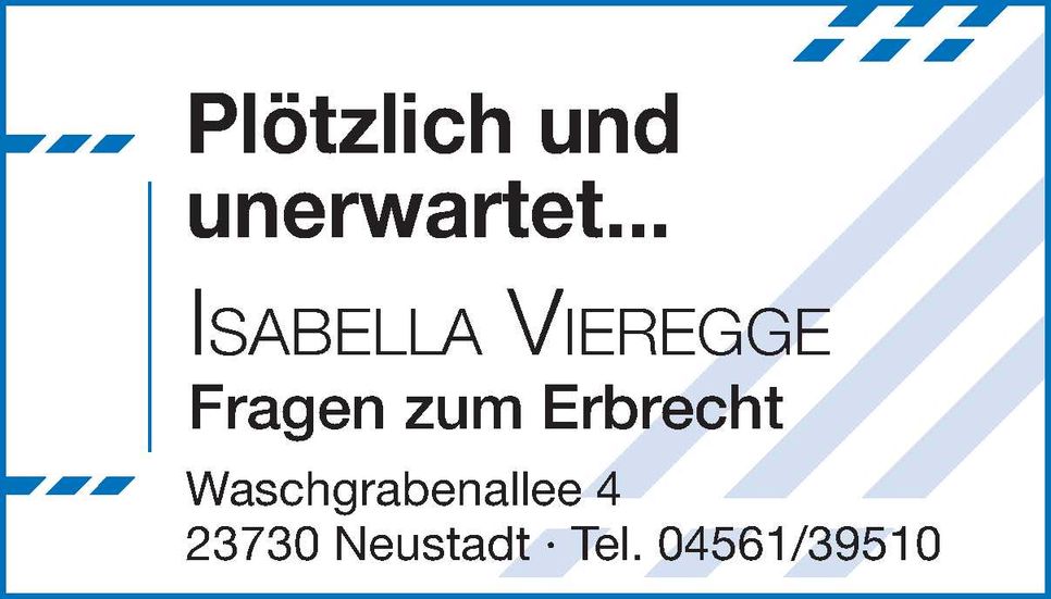 Plötzlich u. unerwartet /  RA Vieregge
