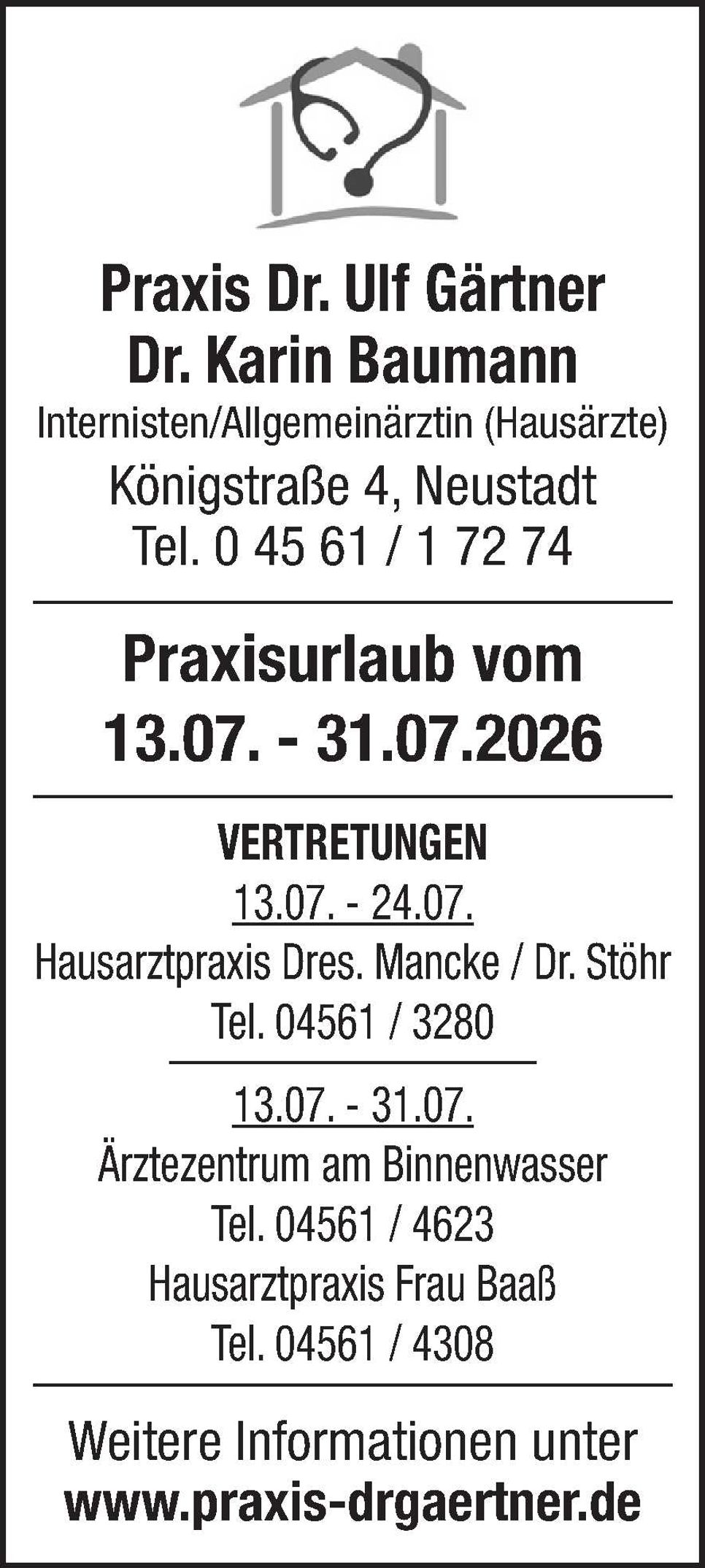 Praxisurlaub