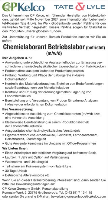 Stellenanzeige