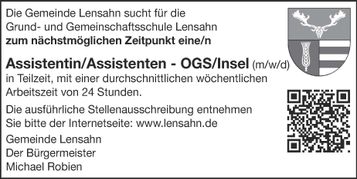 Stellenanzeige Assistenz OGS/Insel