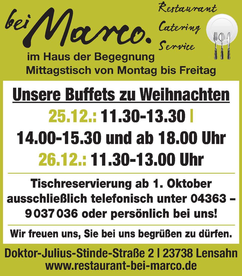 Gastronomie Weihnachtsfeier