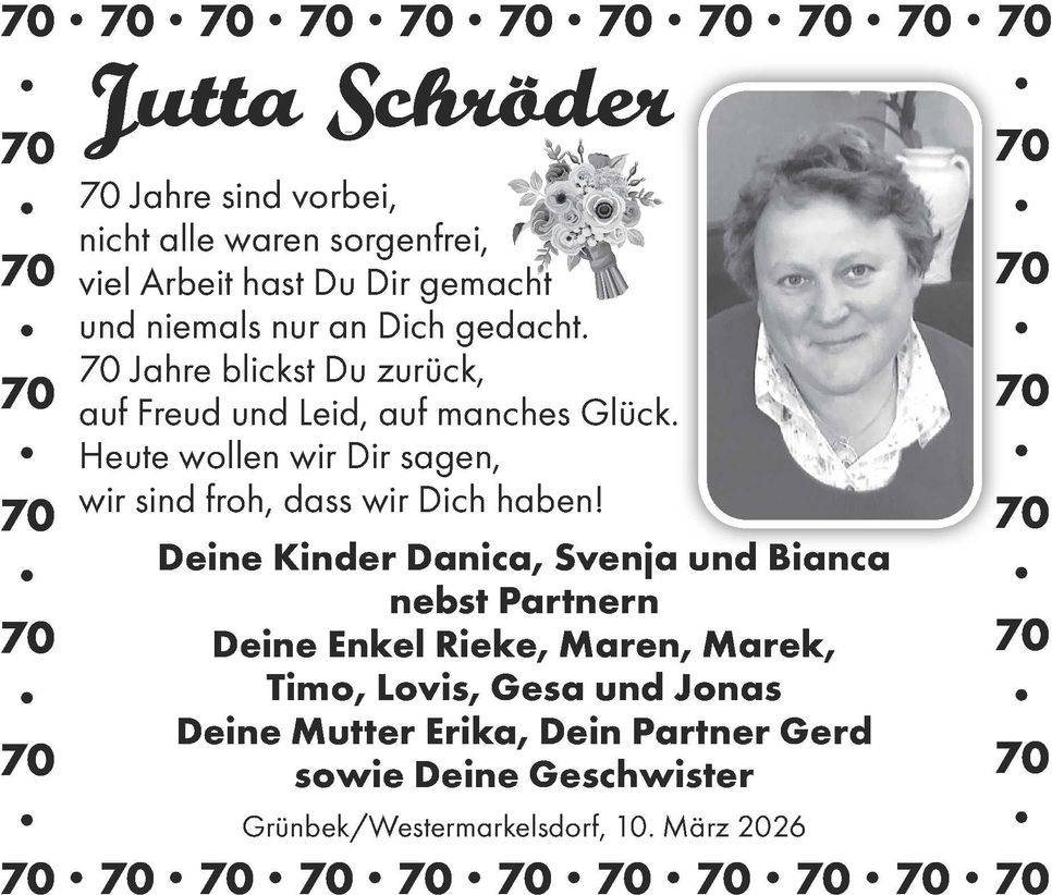 Jutta Schröder 70. Geburtstag!