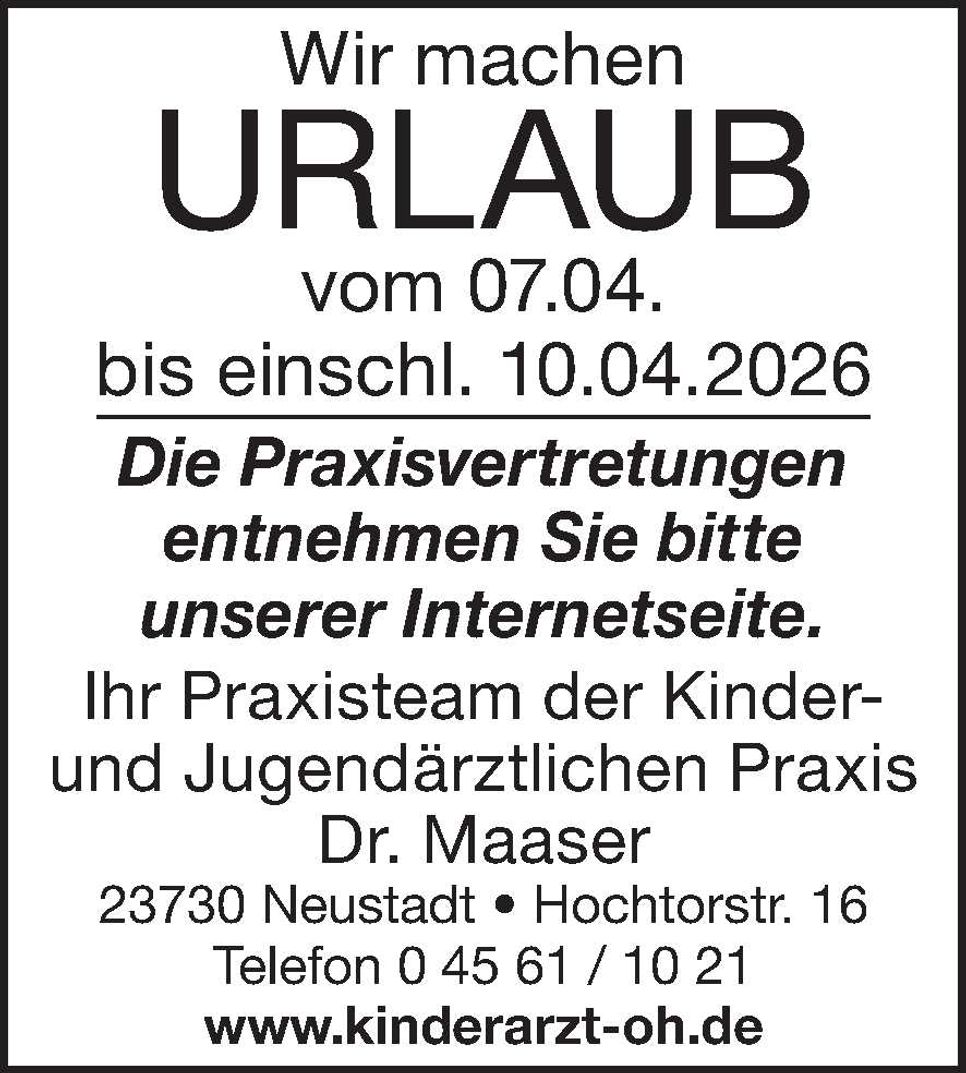Praxisurlaub