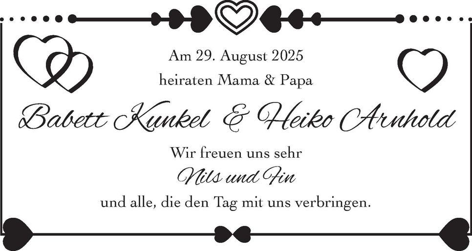 Hochzeitsanzeige Babett & Heiko