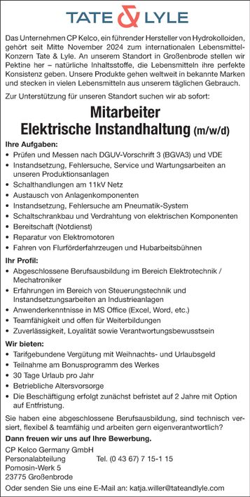 Stellenanzeige Werkstatt 