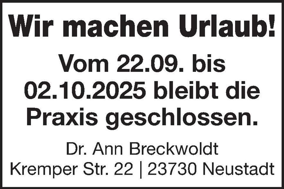 Praxisurlaub