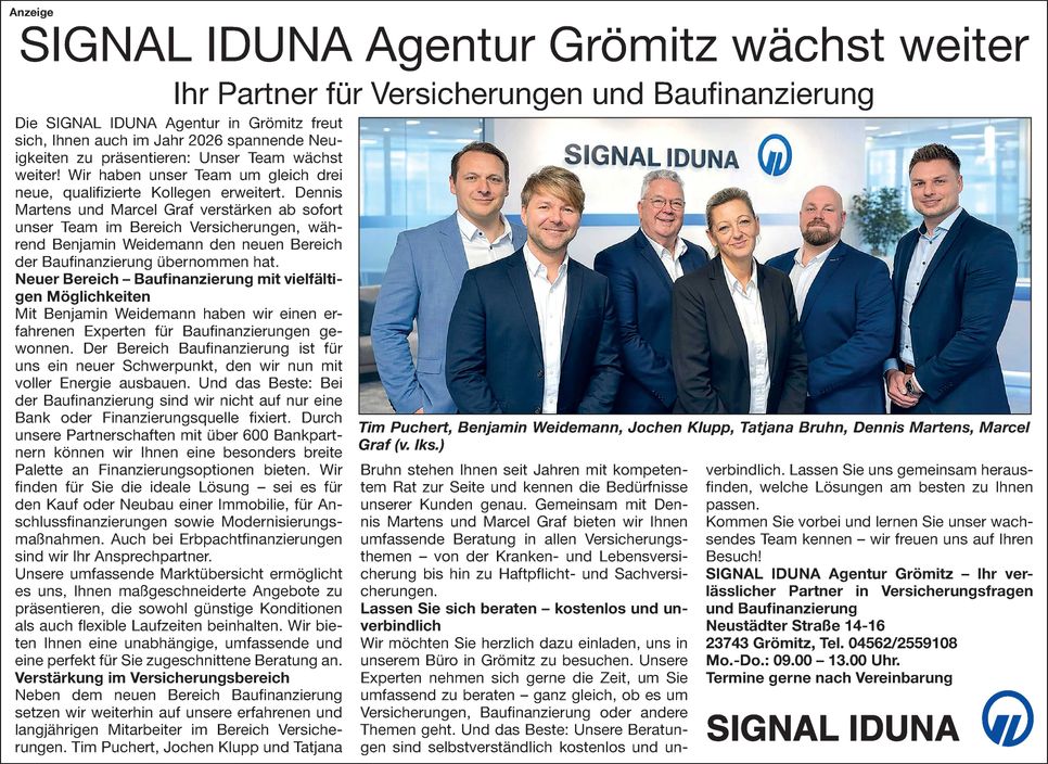 Signal Iduna Agentur Grömitz wächst 