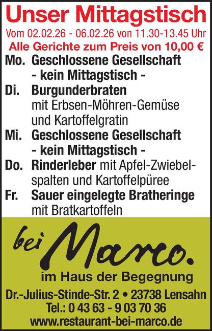 Mittagstisch 31.01.2026