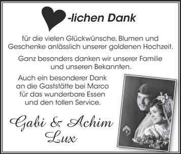 50. Hochzeitstag Danksagung