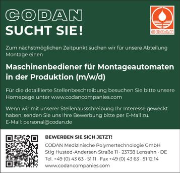 Stellenanzeige Maschinenbediener 