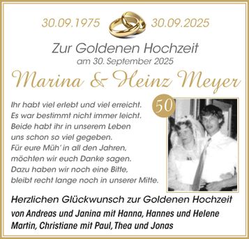 Goldene Hochzeit Marina und Heinz