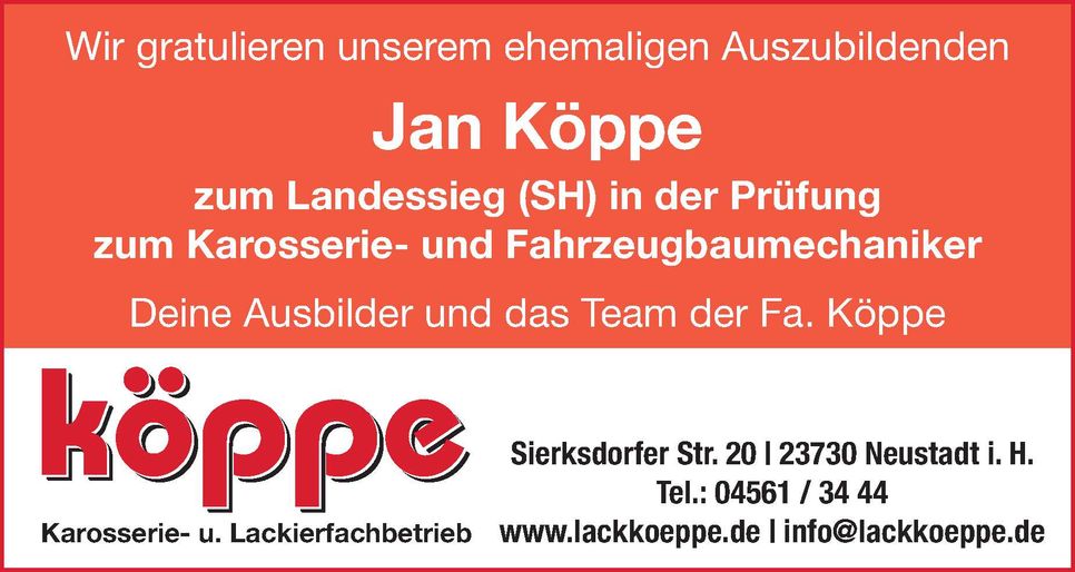 Gratulation Jan Köppe