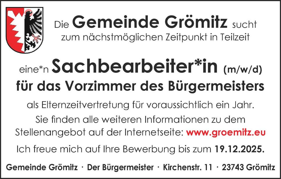 Stellenanzeige Sachbearbeitung Vorzimmer