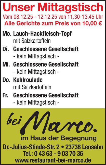 Mittagstisch 06.12.2025