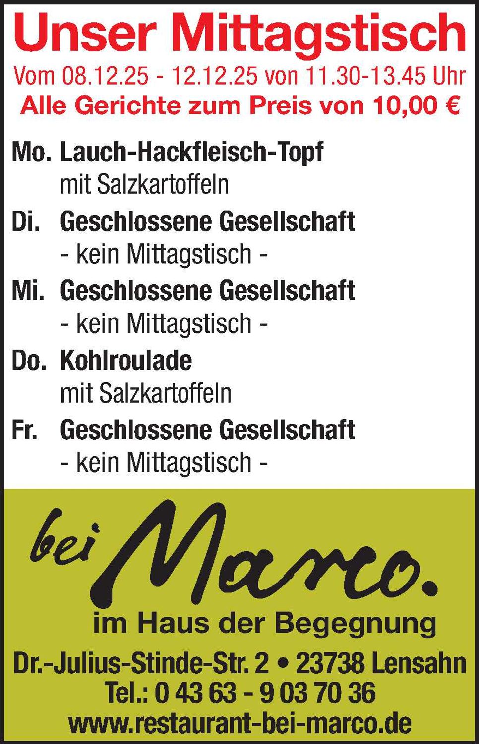 Mittagstisch 06.12.2025