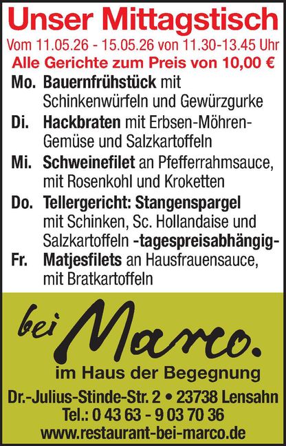 Mittagstisch 09.05.2026