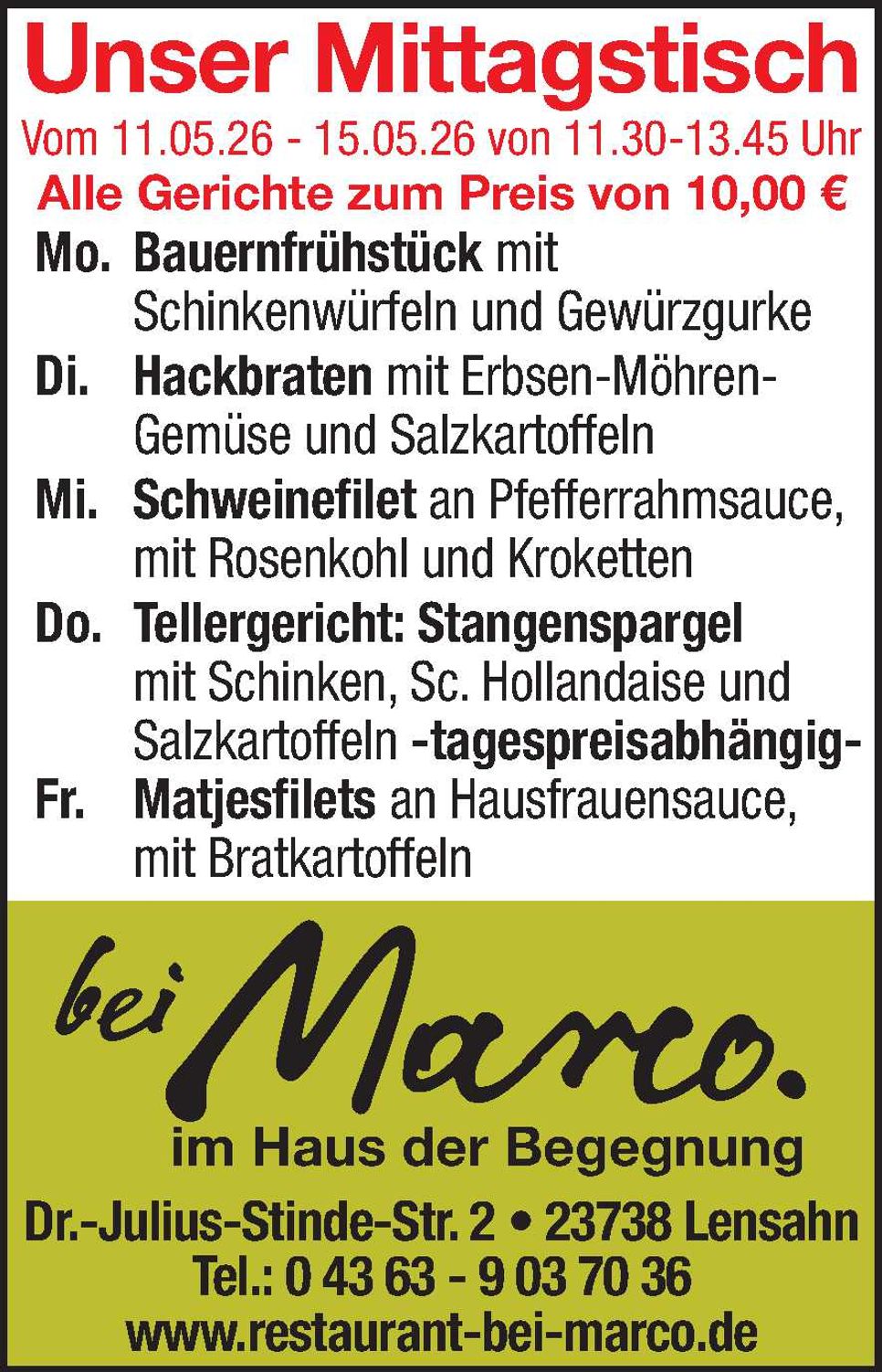 Mittagstisch 09.05.2026