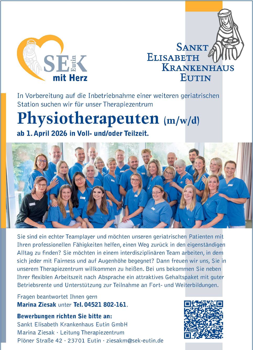 Stellenanzeige Physiotherapie