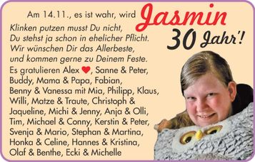 Jasmin 30 Jahr