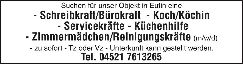 Stellenanzeige