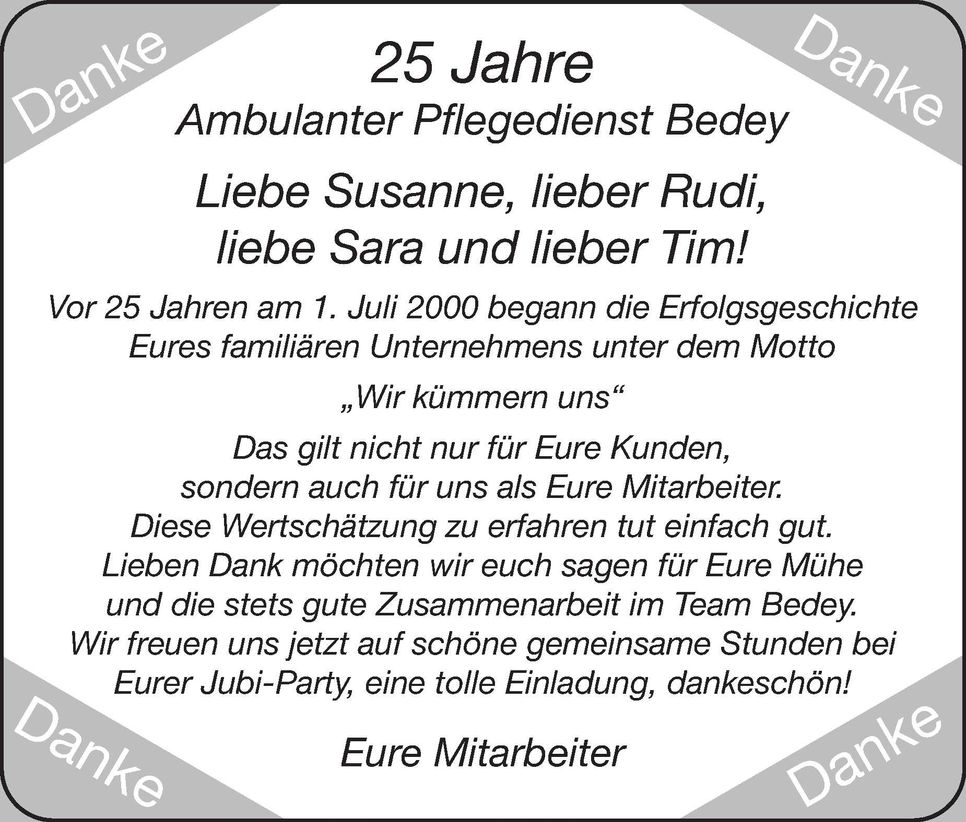 Glückwunsch Mitarbeiter