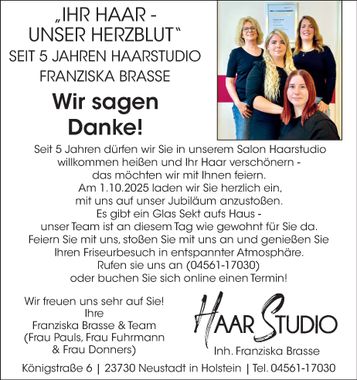 5 Jahre Haarstudio Franziska Brasse