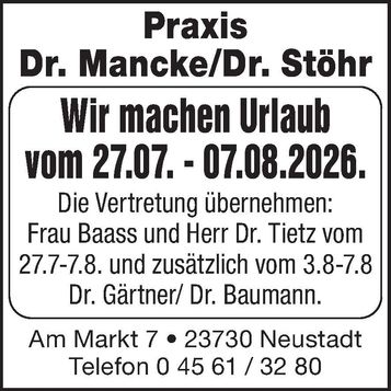 Praxisurlaub