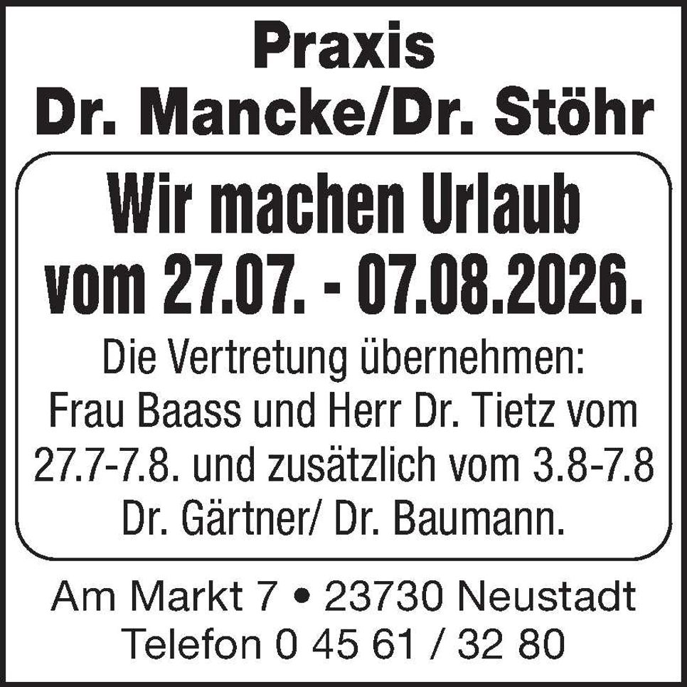 Praxisurlaub