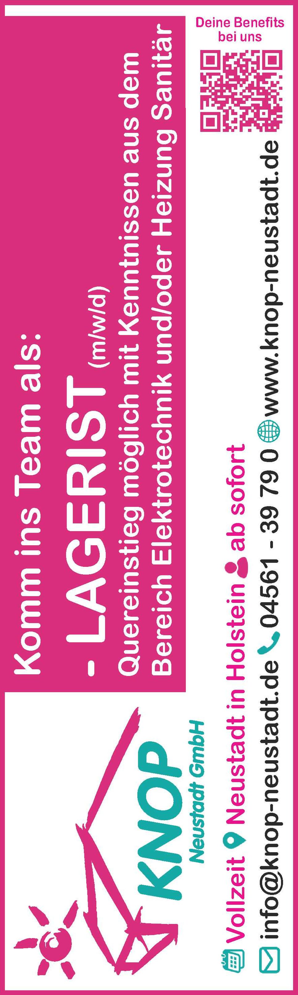 Stellenanzeige  Lageristen 