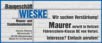 Stellenanzeige Maurergeselle