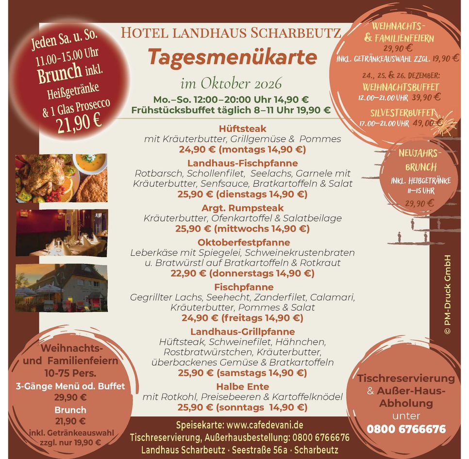Tagesmenükarte Oktober