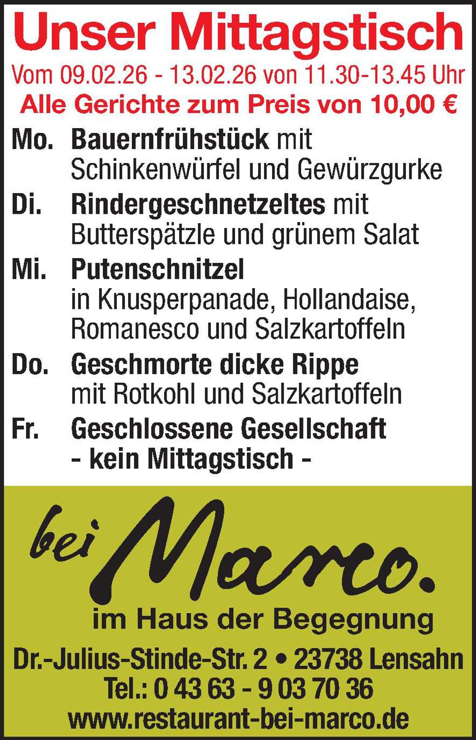 Mittagstisch 07.02.2026
