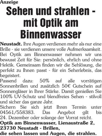 Redaktionsanzeige Sonnenbrillen 