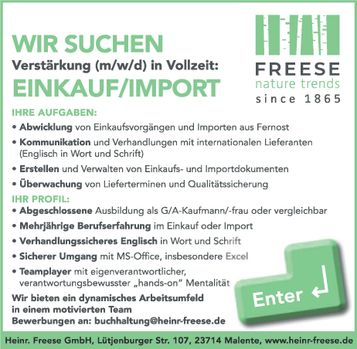 Stellenanzeige Einkauf/Import