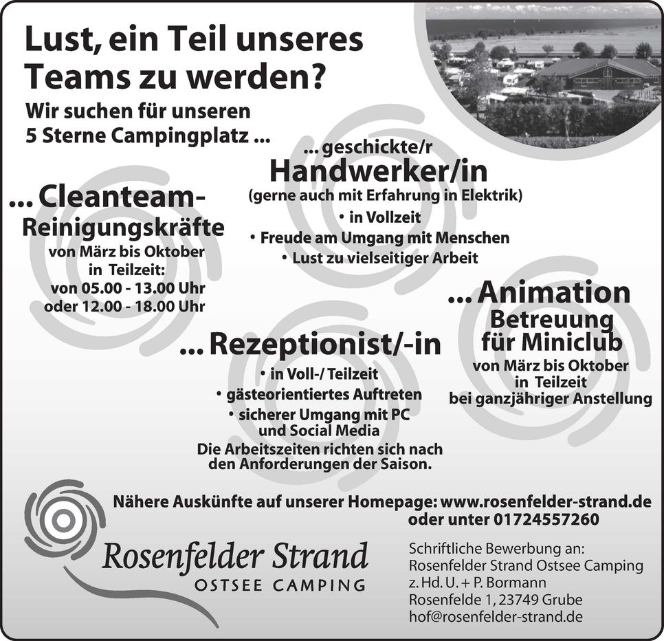 Stellenanzeige Rosenfelder Strand 