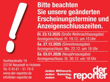 Annahmeschluß  Weihnachten 